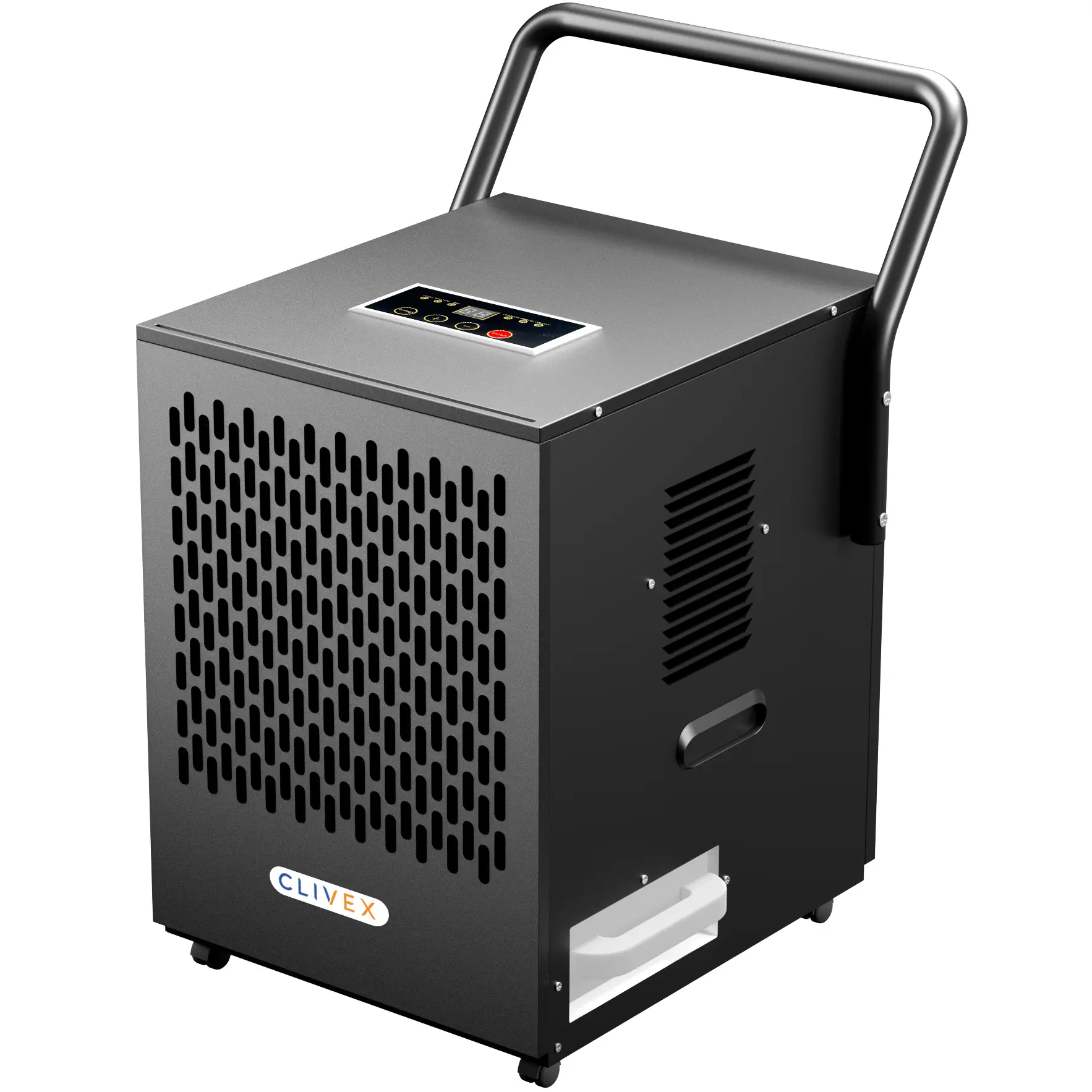 Clivex ProDry 50L – Déshumidificateur puissant avec écran de contrôle digital, réservoir 5L et poignée ergonomique pour usage domestique ou professionnel.