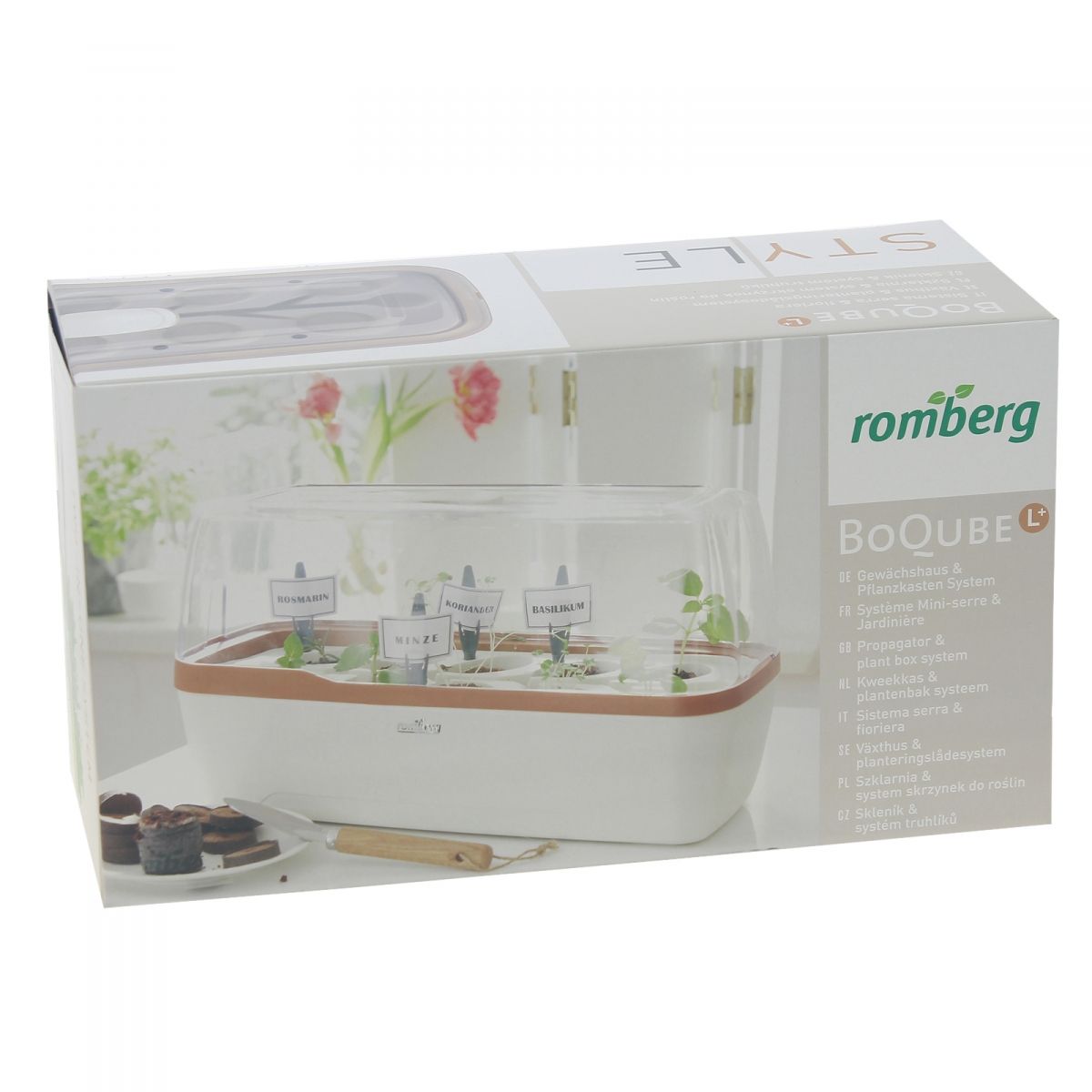 Mini kasvihuone & kukkaruukku BoQube L Plus - 41x17x23cm - kuparikermanvärinen