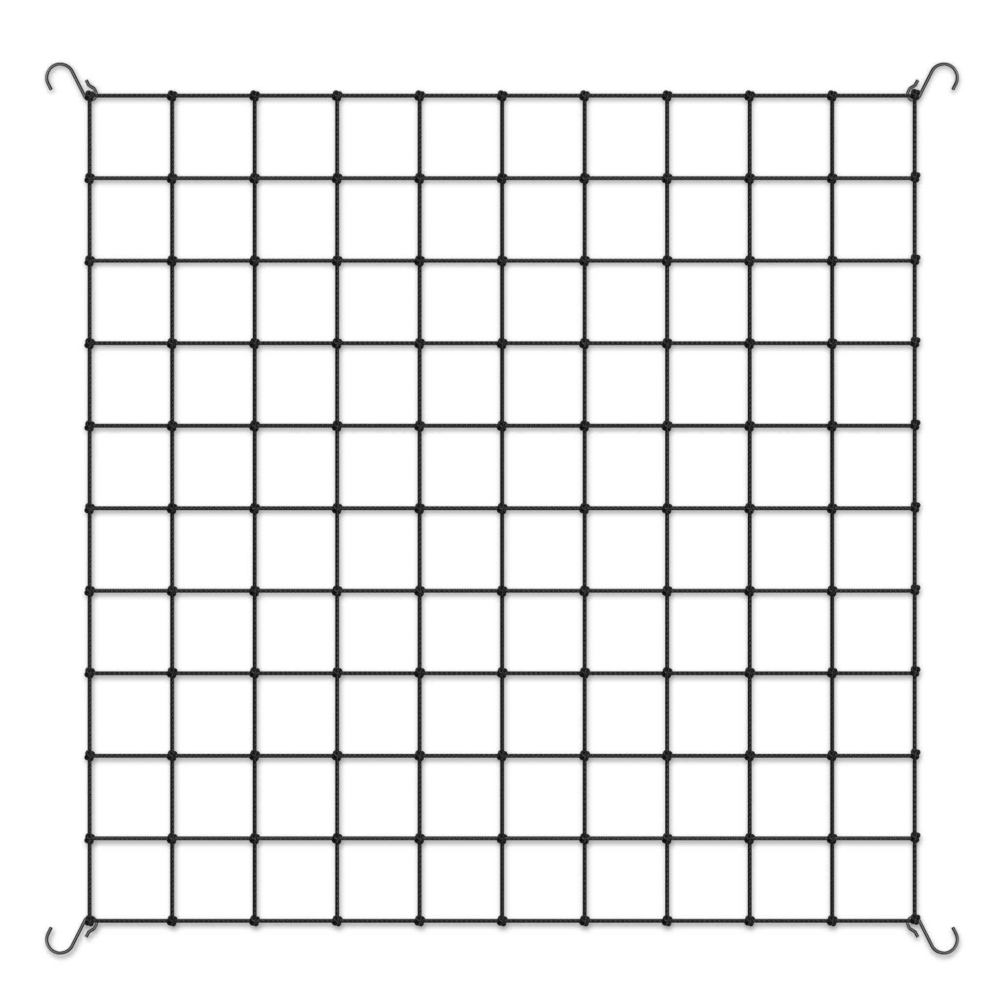 Filet de palissage AC Infinity 150x150cm avec mailles carrées et crochets d’angle pour tente de culture Scrog, idéal pour le jardinage intérieur.