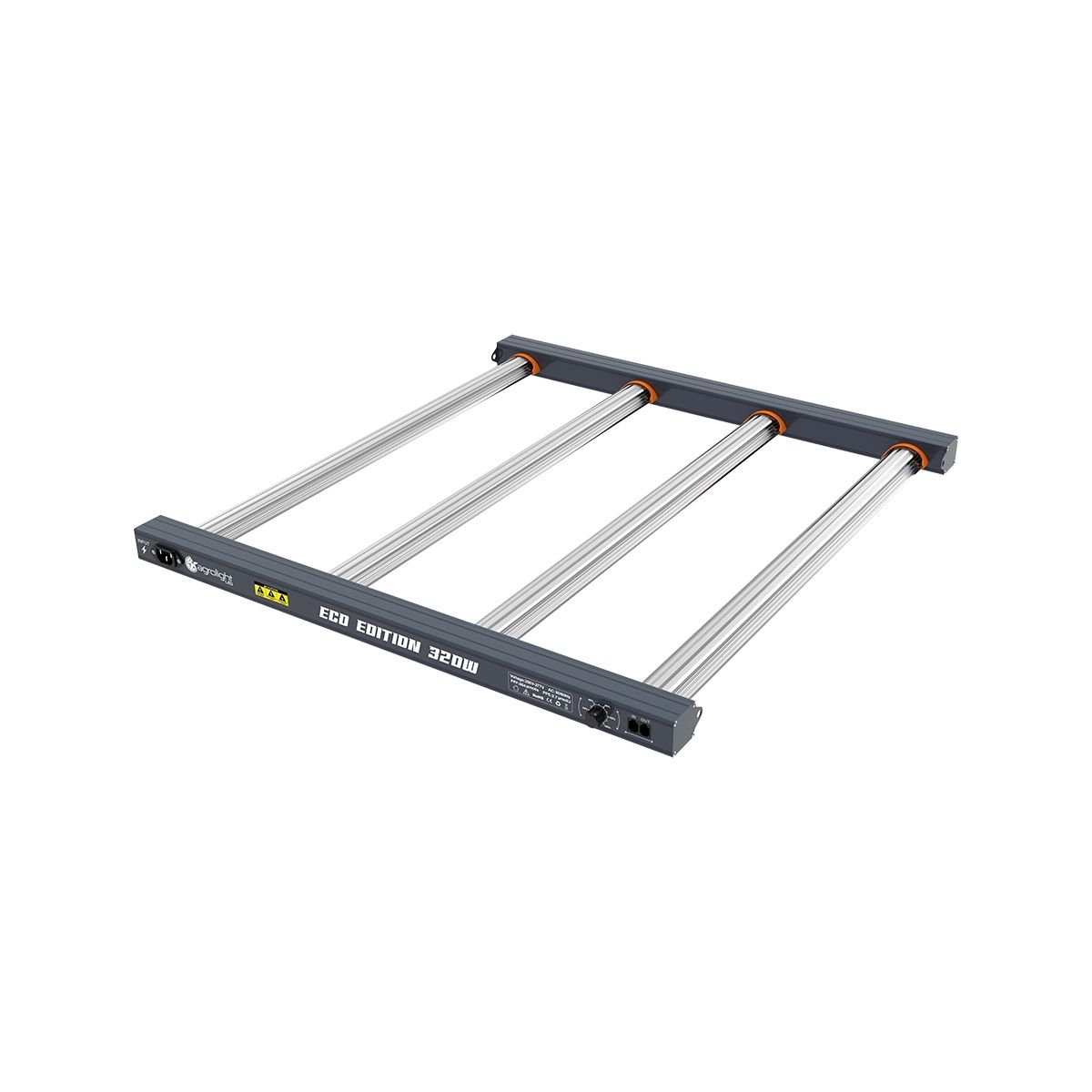 Vue en perspective de la lampe de culture AGROLIGHT LED 320W, modèle ECO EDITION, pour horticulture en intérieur à haute efficacité.