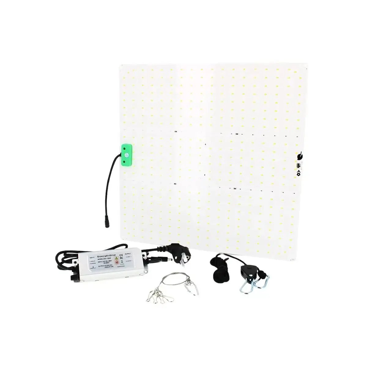 Kit complet LED Quantum Board 150W AGROLIGHT avec panneau, driver, câbles et accessoires, prêt à l'emploi pour la culture horticole en intérieur.