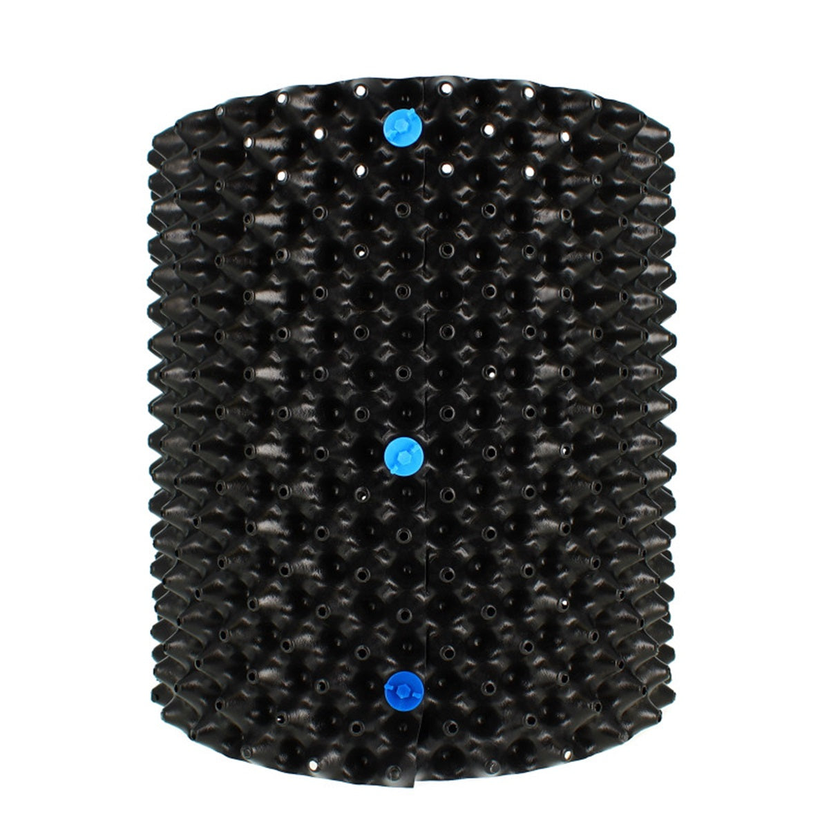 Pot perforé Air Grow 50 L noir avec 3 vis bleues, conçu pour la culture indoor et l’aération optimale des racines. Idéal pour substrat et croissance rapide.
