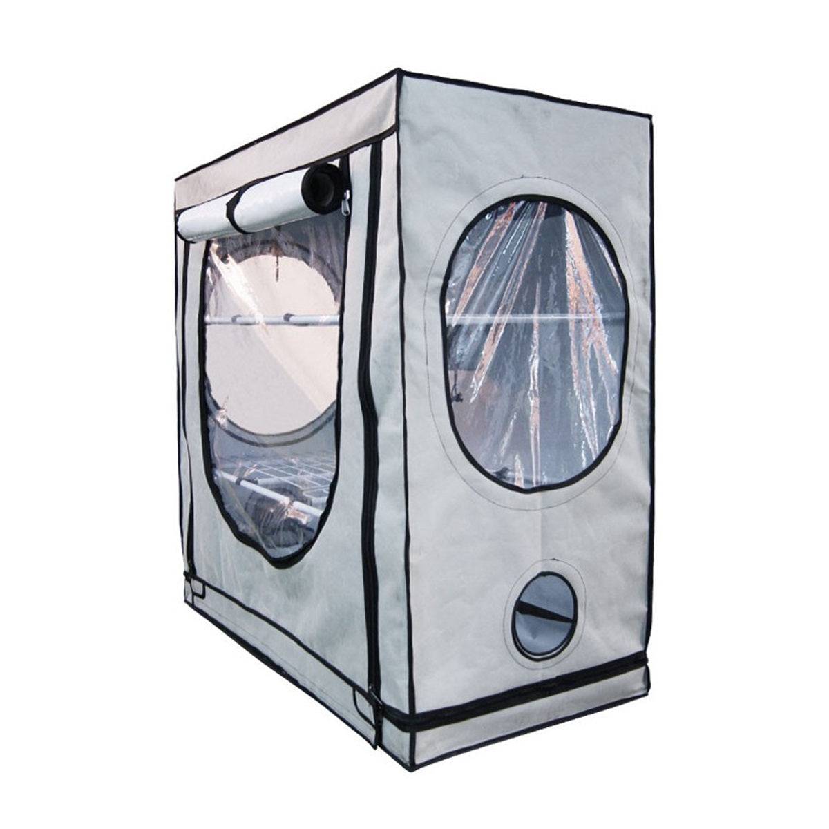 Tente de culture Black Box Silver Premium 125x65x120 cm avec fenêtres transparentes et structure robuste pour jardinage intérieur.