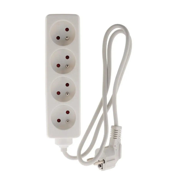 Bloc multiprise Zenitech 4 prises 16A, câble blanc