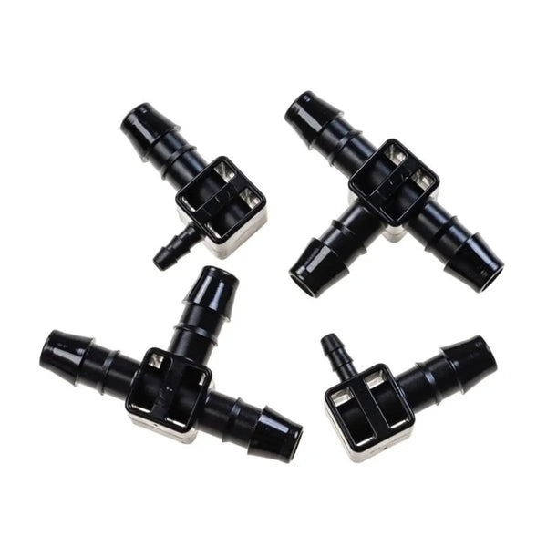 Connecteurs Blumat en T 8mm avec pièces finales 8-3mm pour dérivation de tuyaux. Idéal pour système d'irrigation goutte-à-goutte précis.