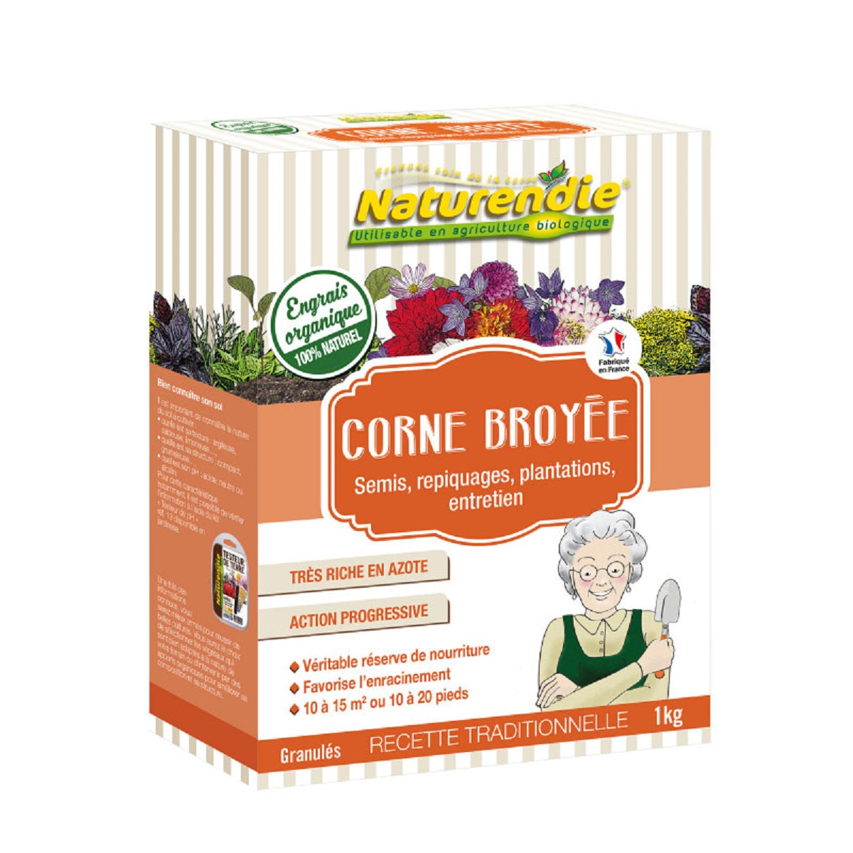 Engrais Naturendie corne broyée 1kg pour semis et plantations