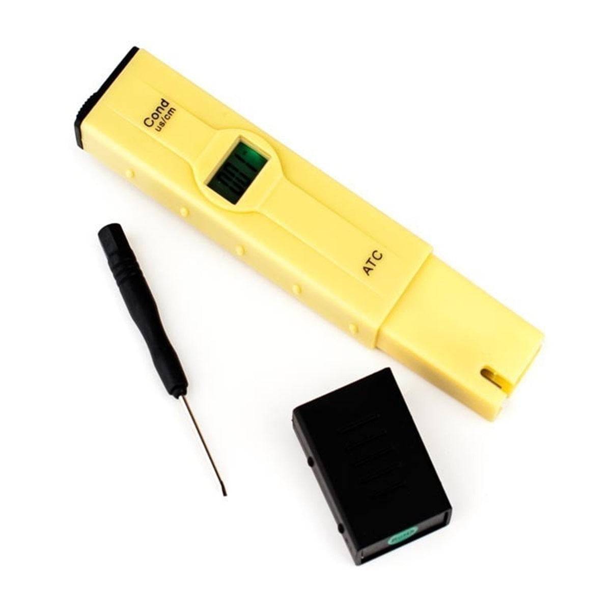 Testeur EC ECO jaune Vanguard Hydroponics avec écran digital pour mesurer l’électroconductivité des solutions nutritives en culture indoor.