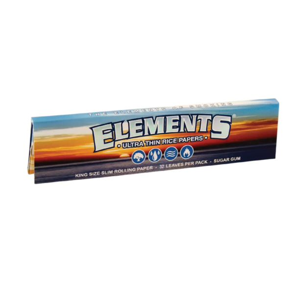Paquet Elements King Size Slim, 32 feuilles à rouler en pâte de riz