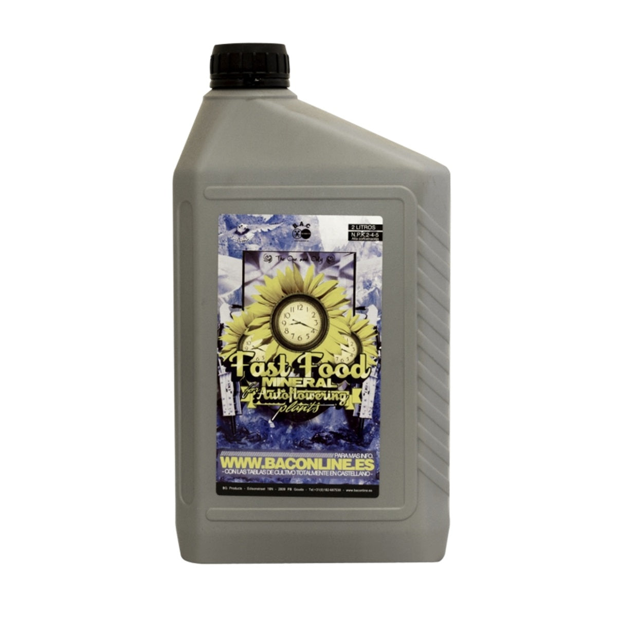 Bouteille de 2 litres d'engrais pour plantes autofloraison BAC Fast Food Mineral