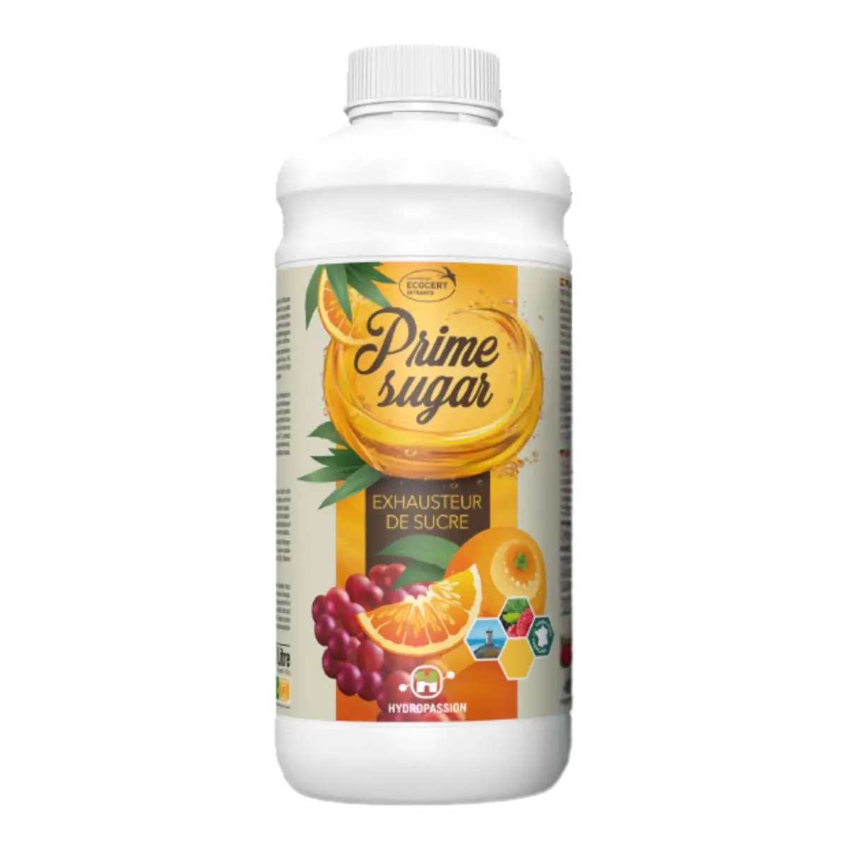 Bouteille de 1 litre de PRIME SUGAR, biostimulant complet pour rendement élevé, racines et arômes renforcés