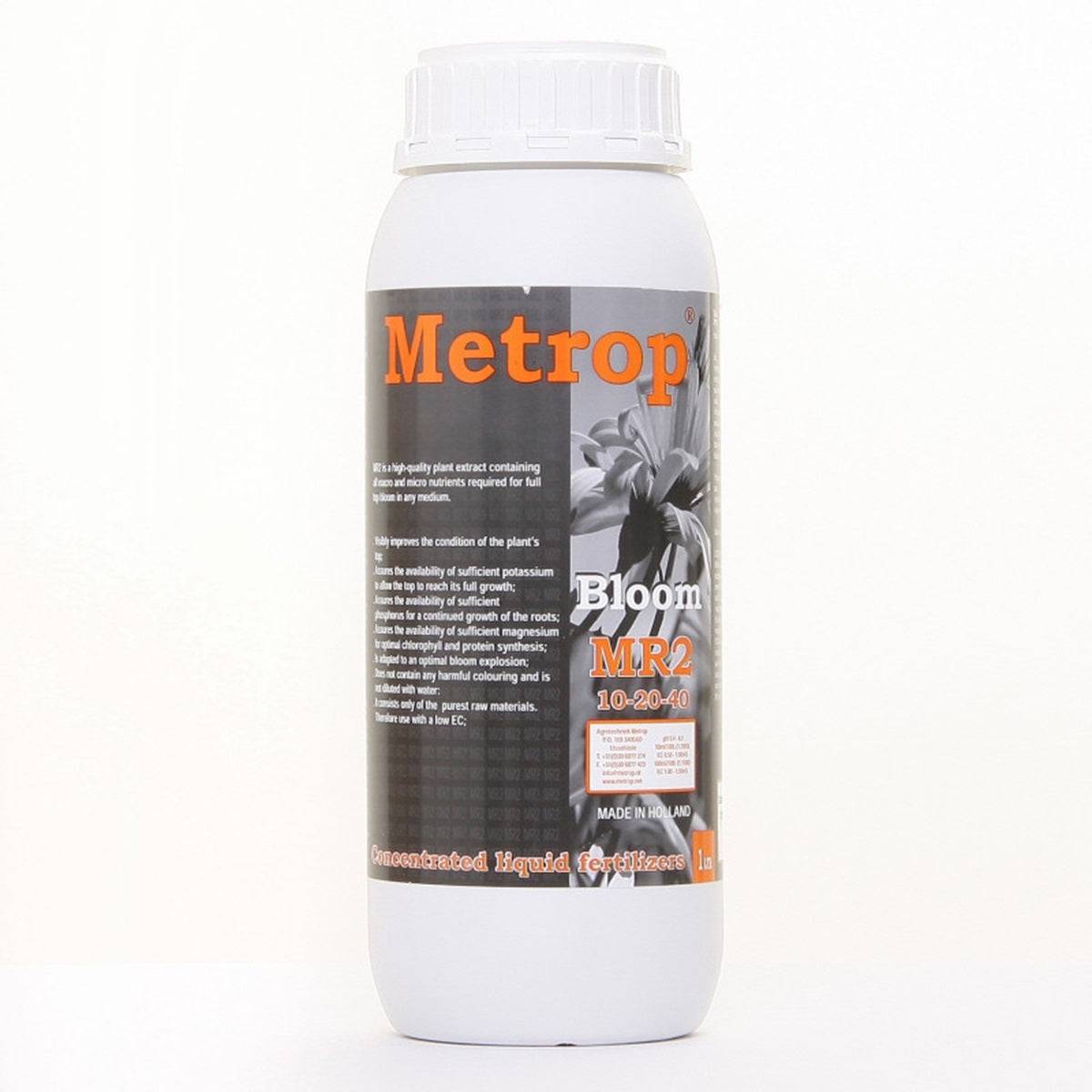 Engrais de floraison Metrop MR2 1L pour culture indoor, enrichi en nutriments essentiels pour plantes en pleine santé. Format 1 litre pratique.