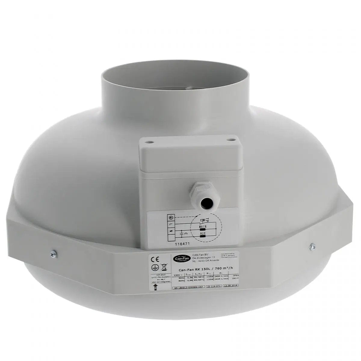 Extracteur d'air Can Fan RK 200mm, vue arrière