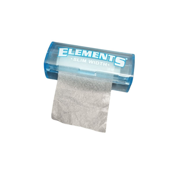 Feuilles à Rouler Elements – Rouleau 5m en papier naturel ultra-fin, présenté dans un distributeur bleu compact pour une découpe personnalisée.
