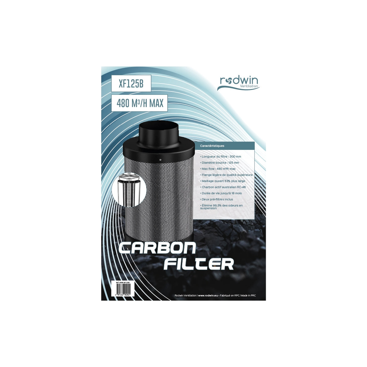 Filtre à charbon pour culture indoor Rodwin 125mm
