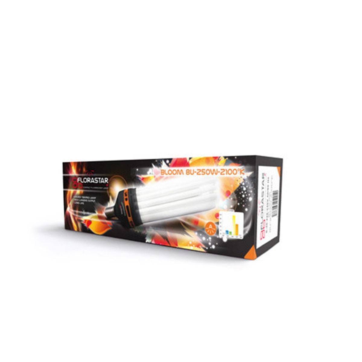 Ampoule de floraison Florastar CFL 250W pour serre, avec spectre lumineux 2100K optimisé pour plantes en floraison, vendue par Saucegrowing.