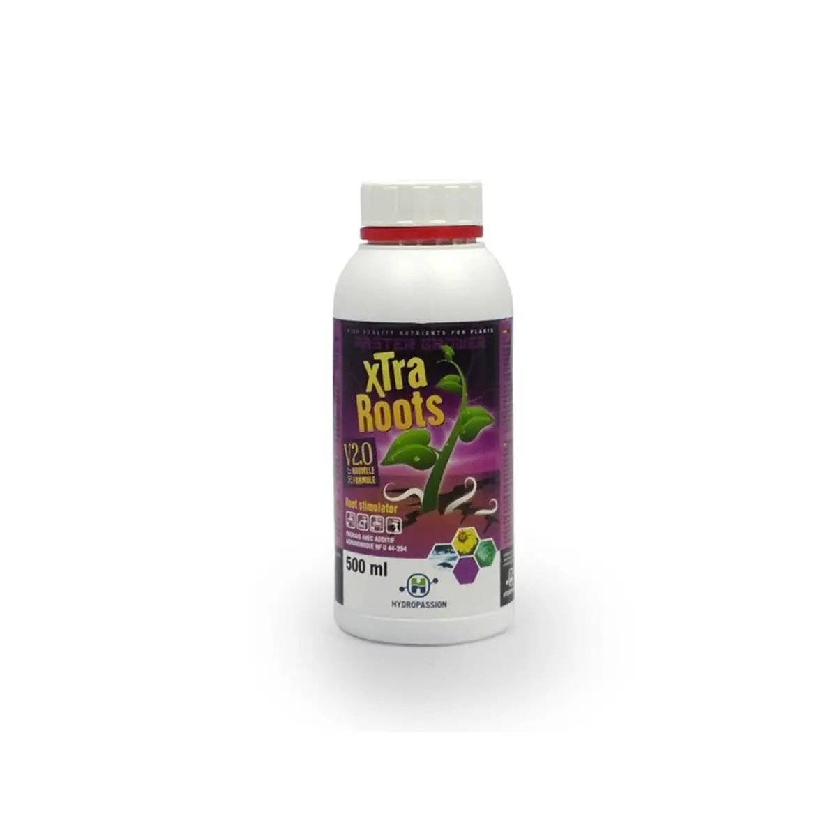Engrais racinaire Xtra Roots 500ml de Hydropassion pour bouturage et semis, idéal pour stimuler la croissance des racines en culture indoor.