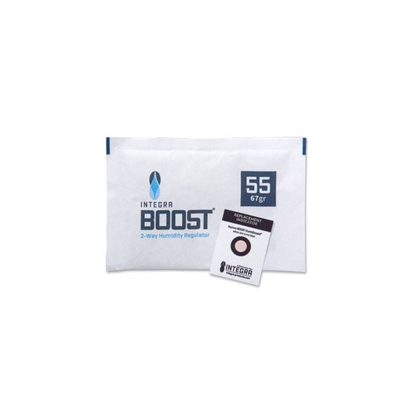 Sachet de contrôle d'humidité Integra Boost 67gr - 55% avec indicateur d'humidité inclus, idéal pour le stockage des herbes aromatiques.