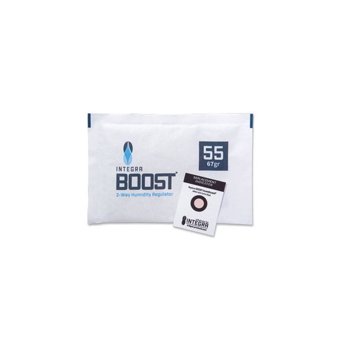 Sachet de contrôle d'humidité Integra Boost 67gr - 55% avec indicateur d'humidité inclus, idéal pour le stockage des herbes aromatiques.