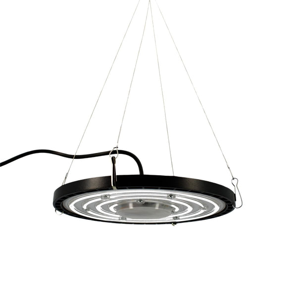 Lampe de culture AGROLIGHT LED UFO 100W suspendue, idéale pour l’éclairage des plantes d’intérieur avec spectre complet et design circulaire.