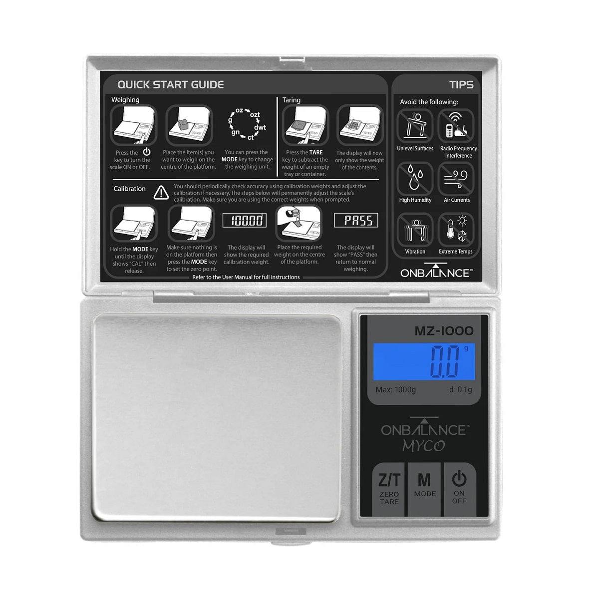 Balance Myco MZ-1000-SL affichant 0,0g