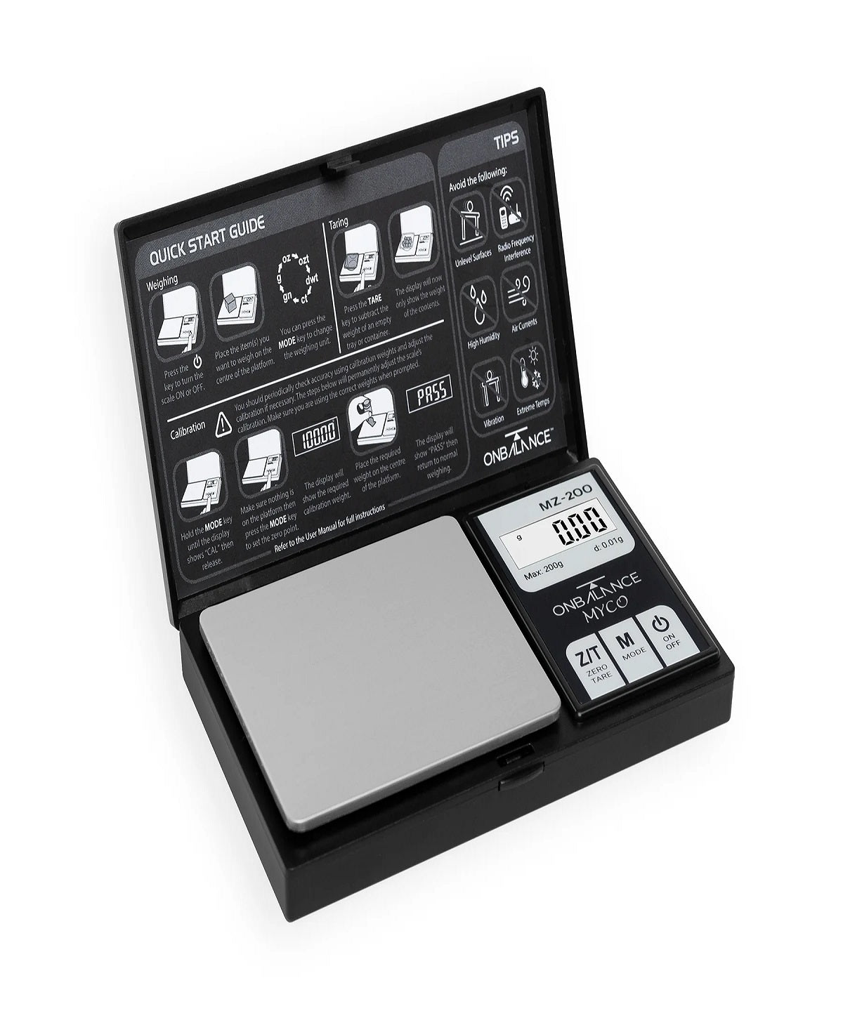 Balance Myco MZ-200-BK ouverte, affichage numérique