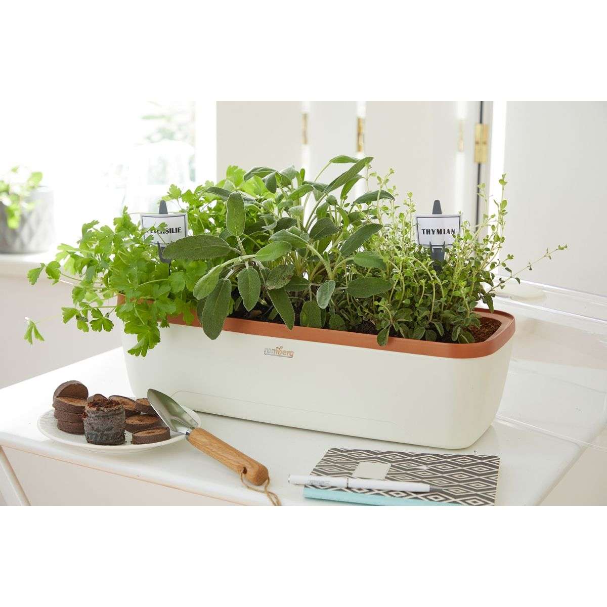 mini serre Mini serre & jardinière BoQube L Plus - 41x17x23cm - crème cuivré