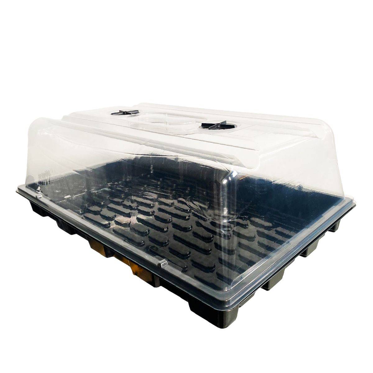 Mini serre souple 59x39x21 cm avec couvercle transparent et aérations réglables, idéale pour semis et boutures en intérieur ou serre.