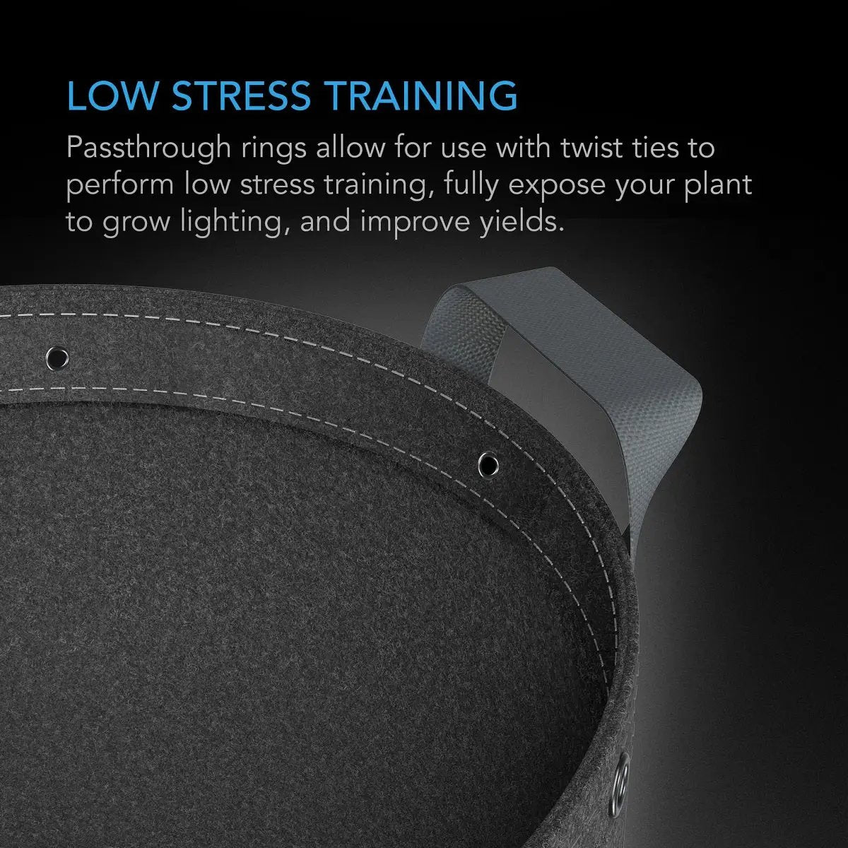 Un pot en tissus géotextile AC Infinity de 3,7L vu de haut