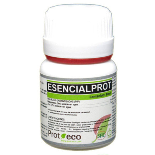 Flacon de 30ml de l'insecticide naturel Pro-Eco Esencialprot, solution anti ravageurs pour jardinage bio et protection des plantes à domicile.
