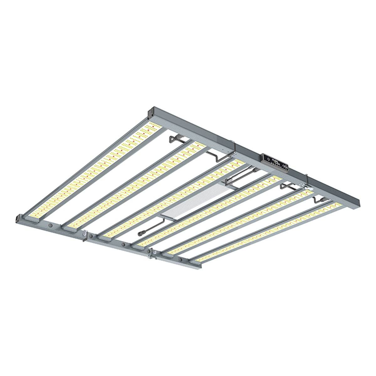 Vue en angle de la lampe de culture indoor Pure Led Pro 680W, structure robuste à 6 barres LED pour un éclairage horticole homogène et puissant.