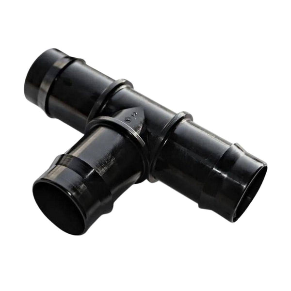 Raccord en T 32 mm Growrilla en polypropylène noir, idéal pour systèmes d'irrigation et culture hydroponique. Connexion étanche pour tuyaux 32 mm.