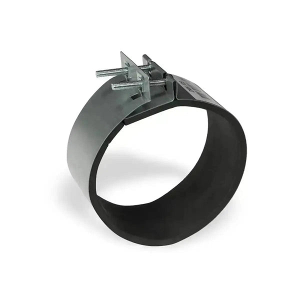 Manchette d'étanchéité Prima Klima 200mm en métal avec vis de serrage, idéale pour raccorder des conduits de ventilation et réduire le bruit.