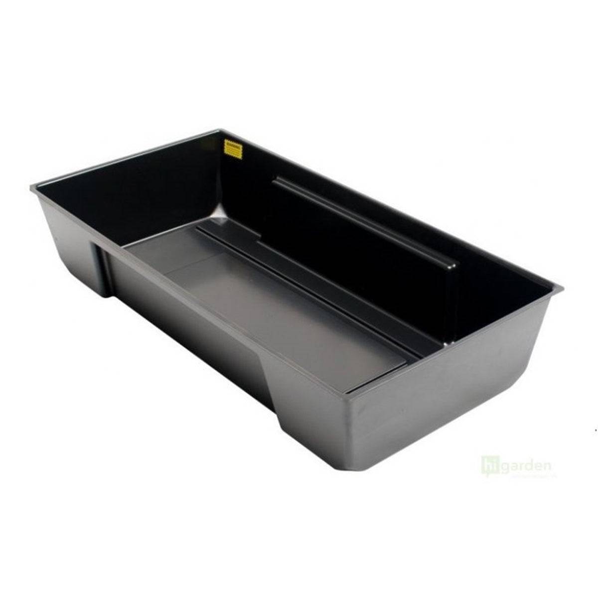 Réservoir rectangulaire 112x112cm noir de 90 litres pour table à marée, idéal pour systèmes hydroponiques et irrigation de jardin.
