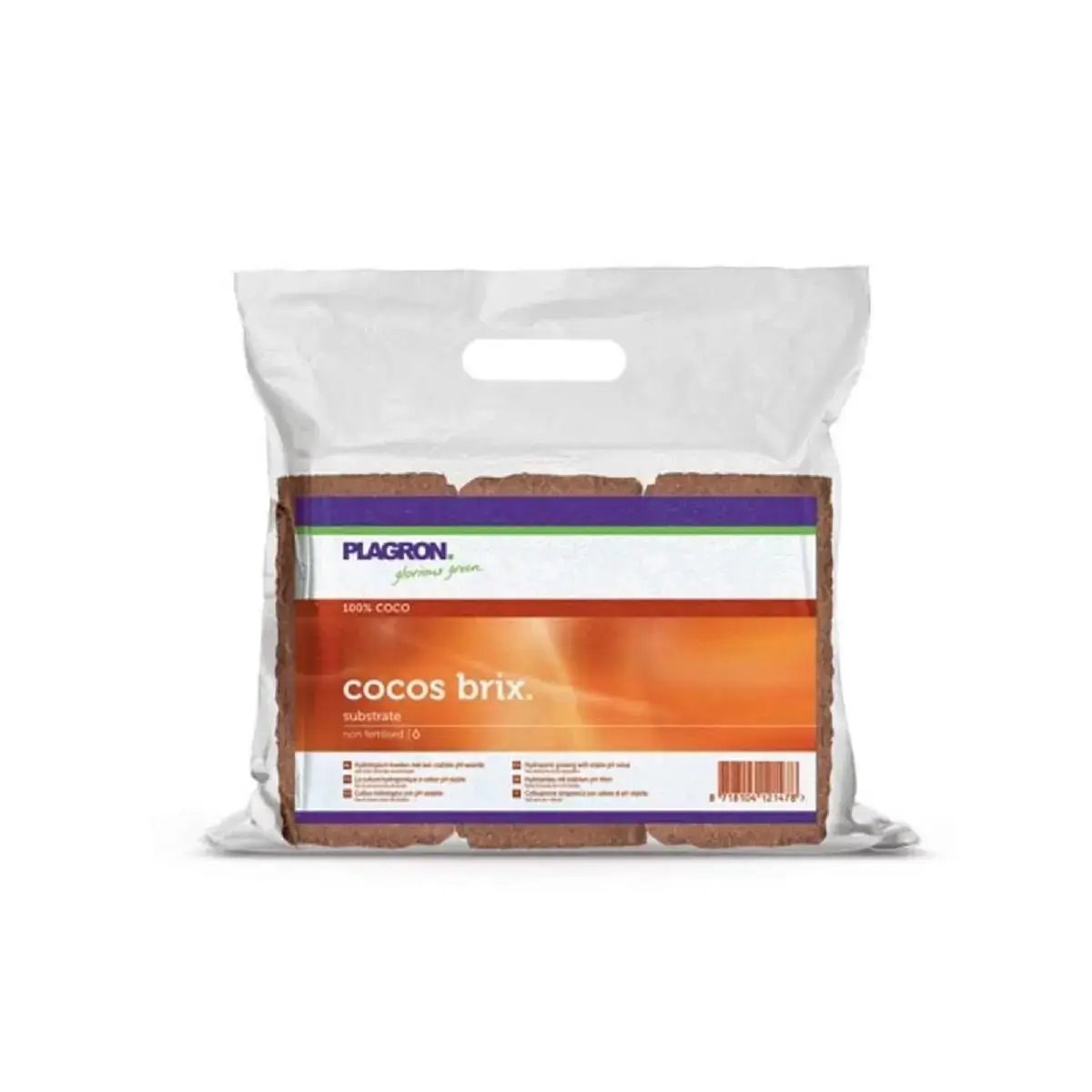 Plagron Coco Brix – Substrat en Brique 100% Coco compressé de 9L, emballé dans un sac plastique transparent avec poignée. Idéal pour jardinage intérieur et extérieur.