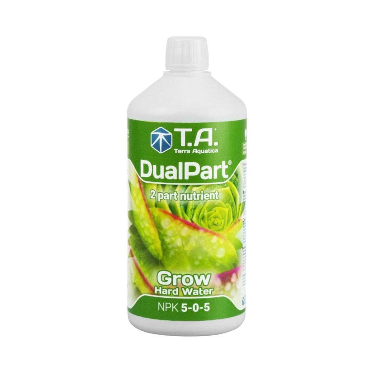 Engrais Terra Aquatica Dual Part Grow 1L pour eau dure, idéal pour la croissance des plantes en culture indoor et hydroponique.