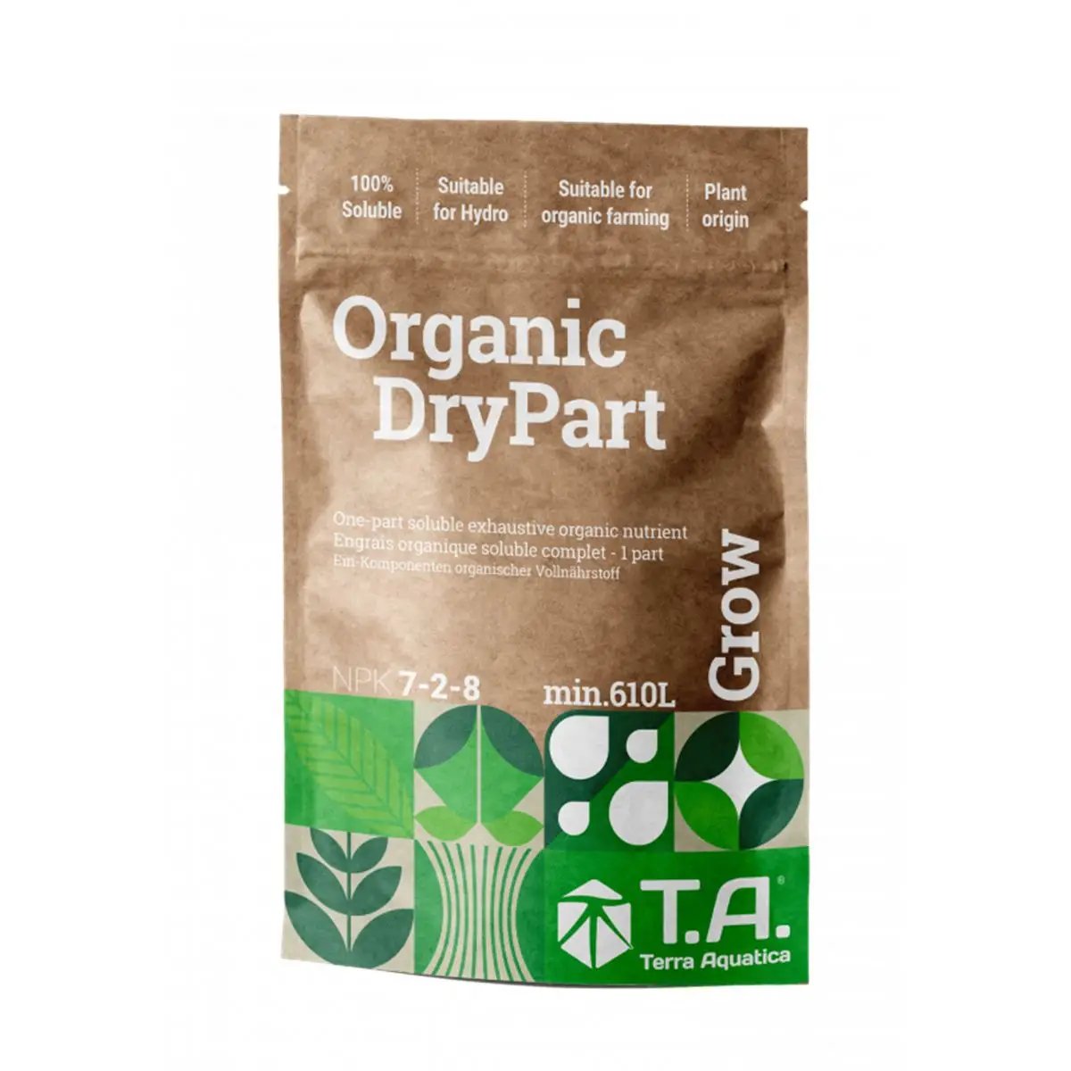 Engrais organique soluble Terra Aquatica Organic DryPart Grow – sachet pour 610 L de solution nutritive