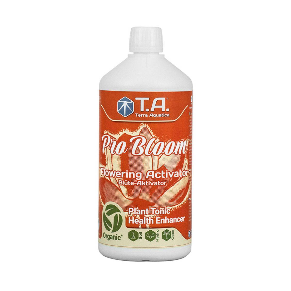 Flacon de 1L d'engrais Terra Aquatica PRO BLOOM, stimulateur de floraison bio pour culture en sol, coco et hydroponie. Idéal pour booster les récoltes.
