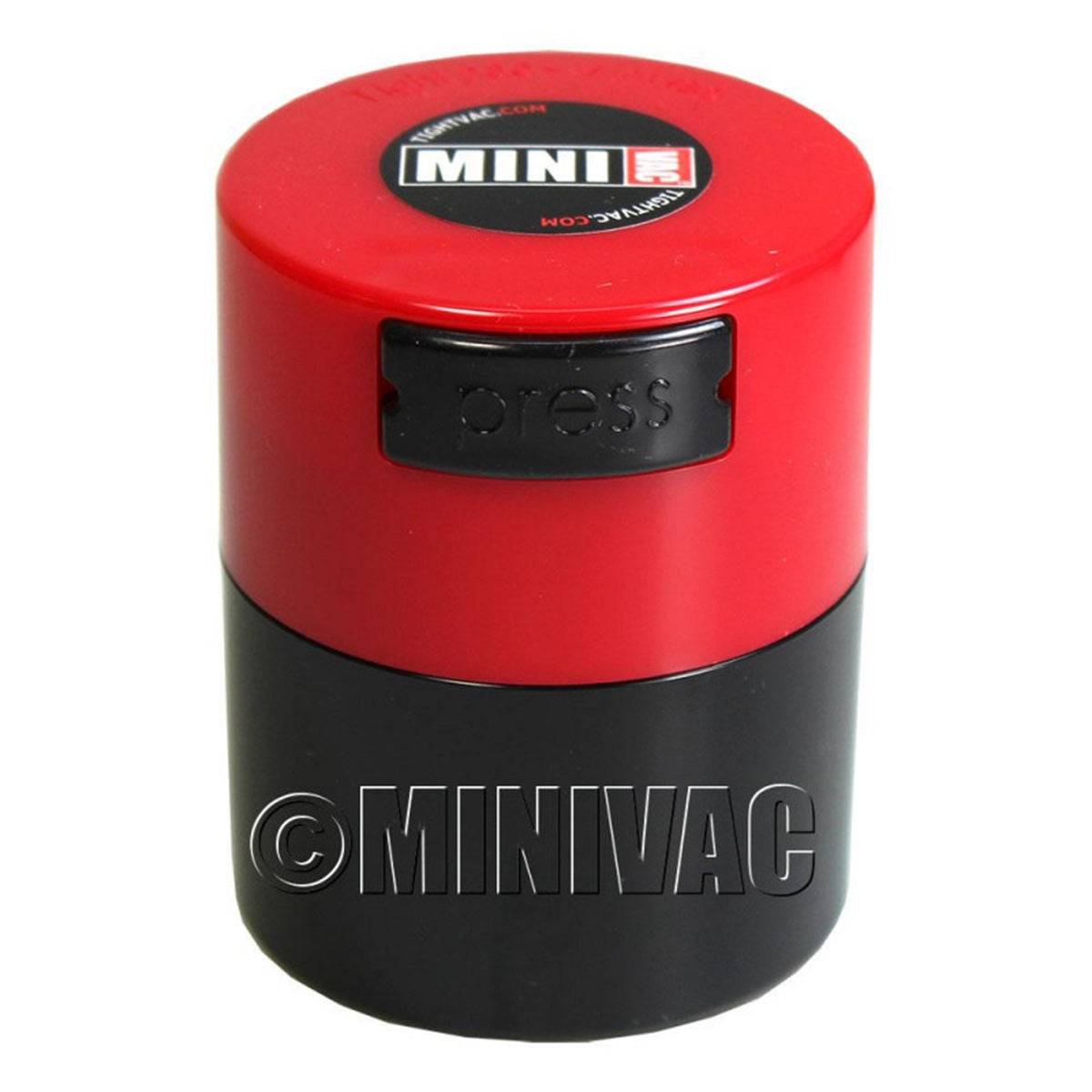 Boite sous-vide pour curing TIGHTVAC Minivac 0.12l rouge et noire, idéale pour conserver les fleurs de récolte sans perte d’arôme ni d’humidité.