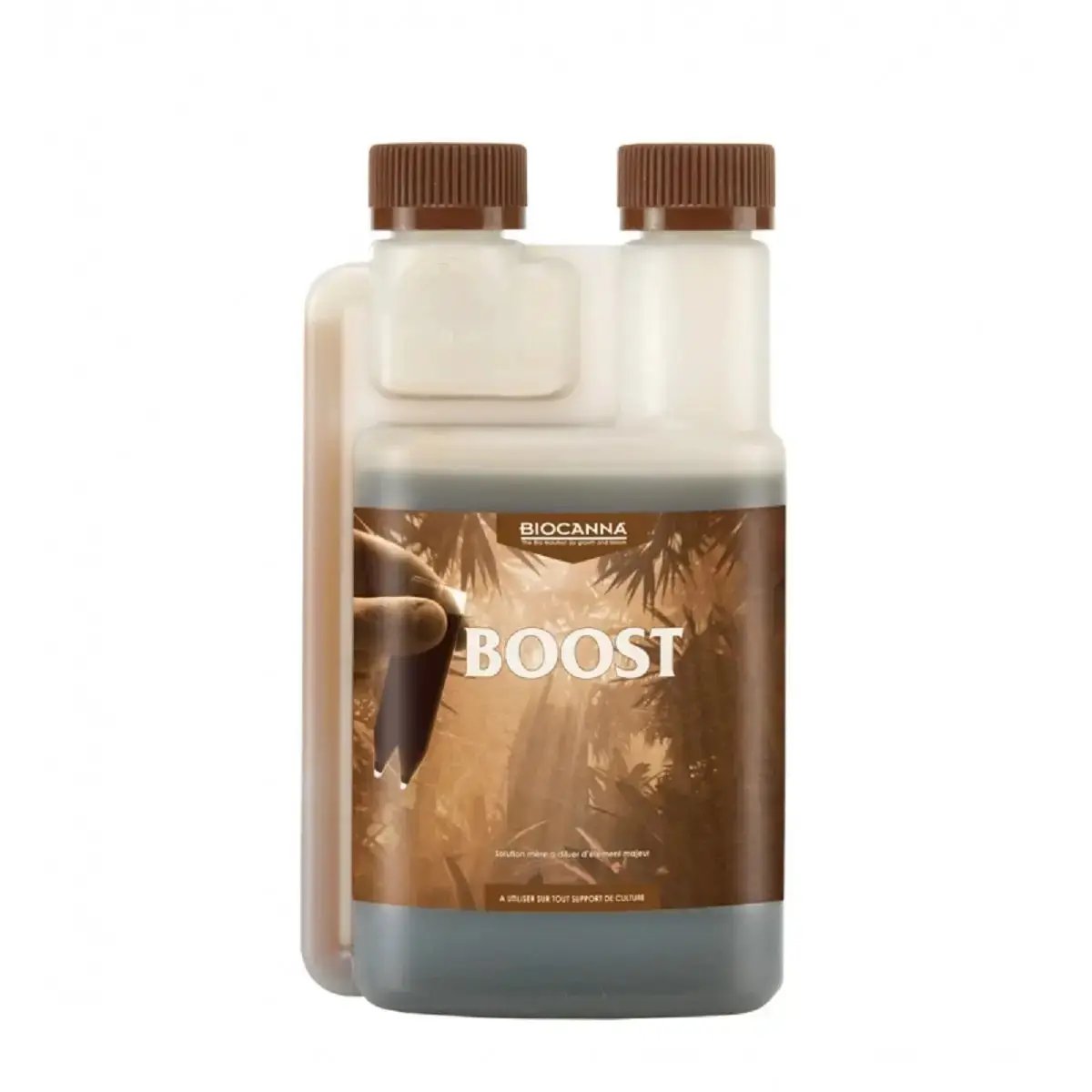 Engrais organique BIOCANNA Bio Boost 500ml pour floraison, stimulant naturel haute performance pour plantes en jardinage biologique.