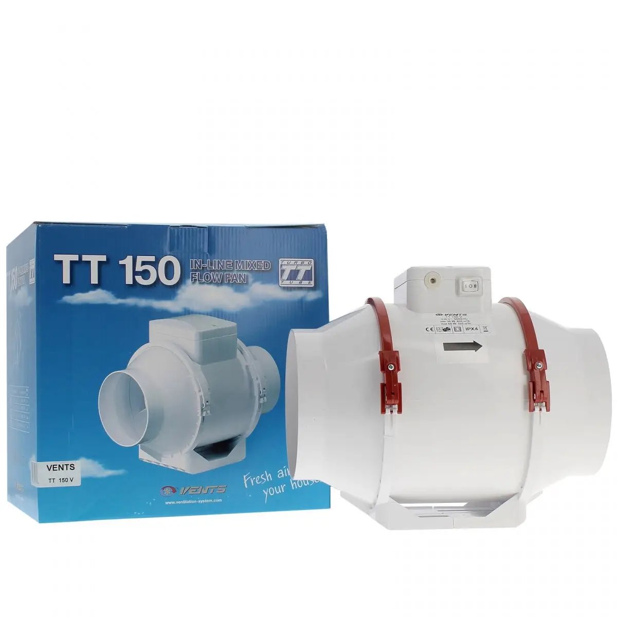 L'extracteur d'air Vents TT 150mm avec son carton à coté