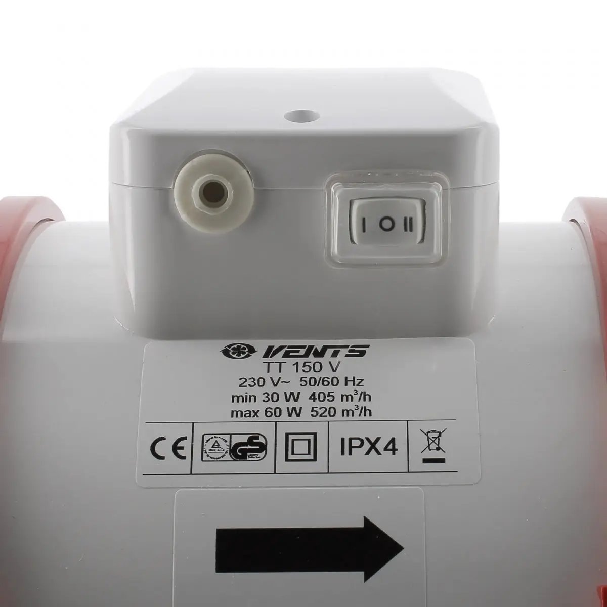 Le bouton Marche/Arrêt de l'extracteur d'air Vents TT 150mm