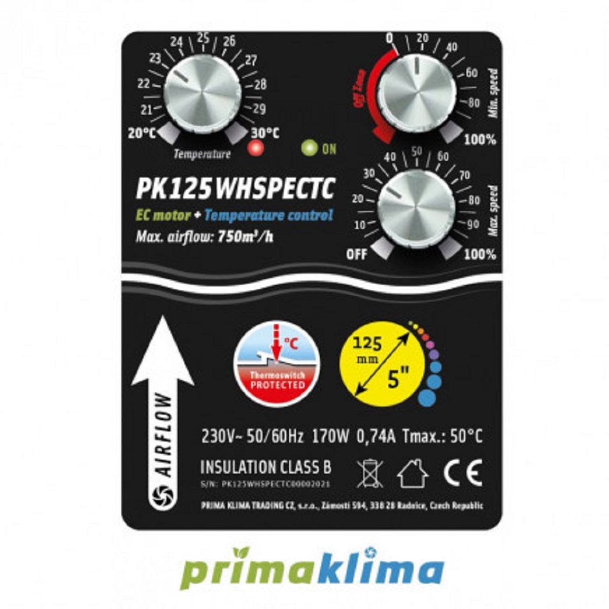 Le Prima Klima insonorisé PK125 WHSP EC-TC 800m3/h