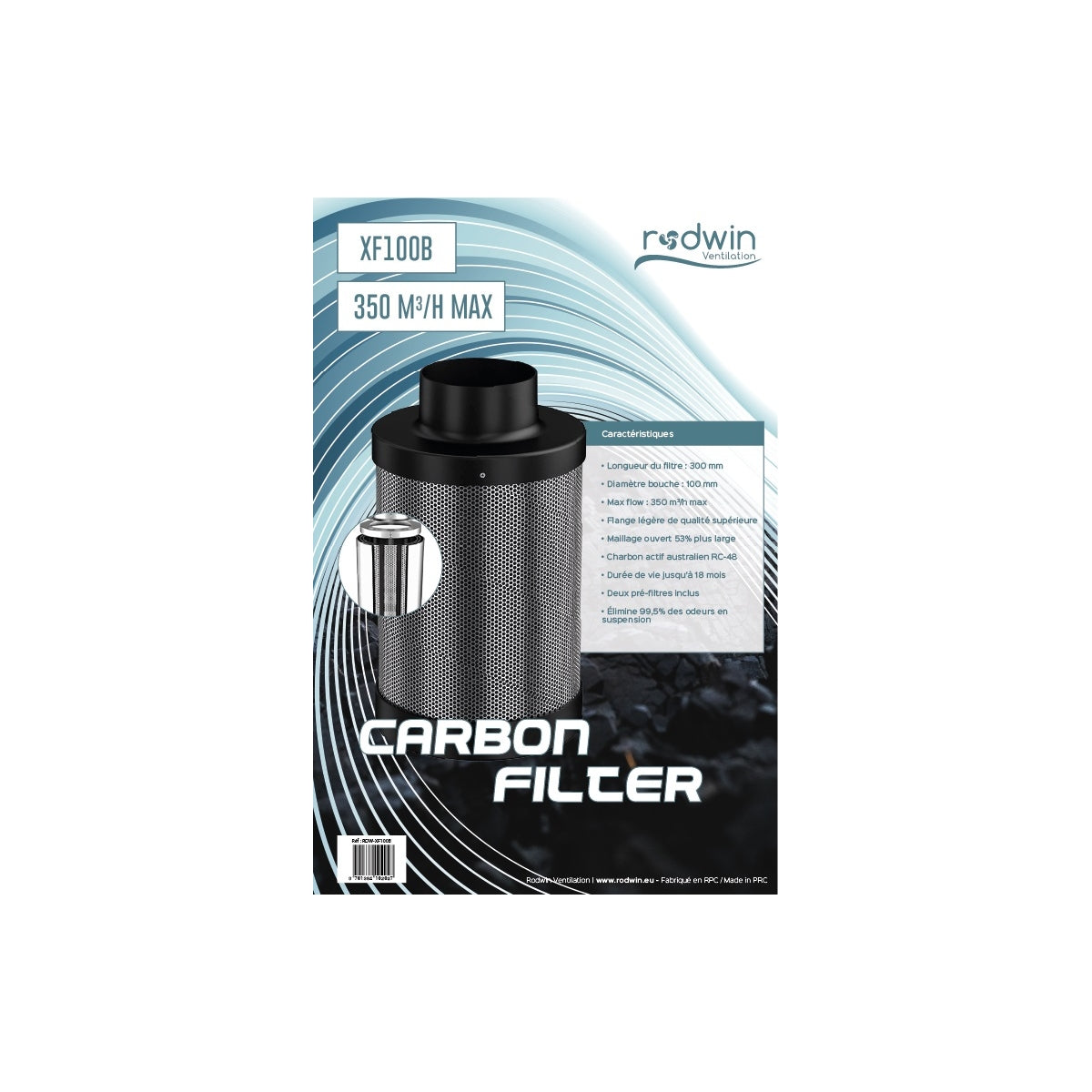 Filtre à charbon pour culture indoor Rodwin 100mm
