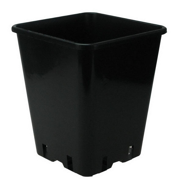 Pot carré en plastique noir de 7 litres, dimensions 20x20x25cm, idéal pour culture en intérieur ou extérieur, pack de 58 pots inclus.