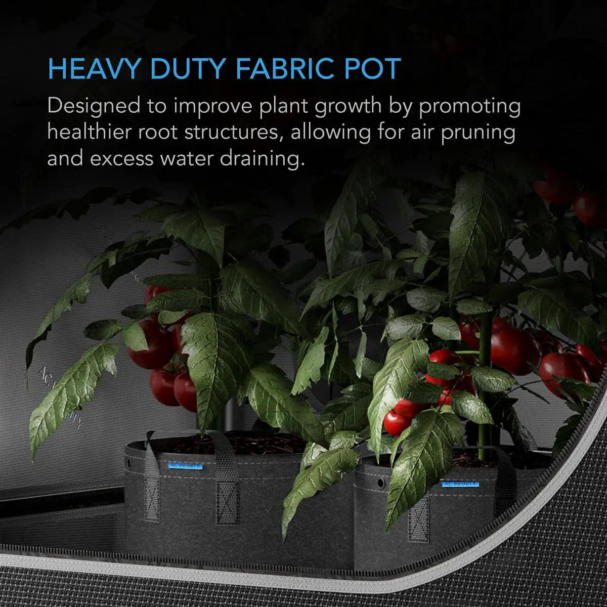 Pot de jardinage en tissus géotextile AC Infinity 18 litres