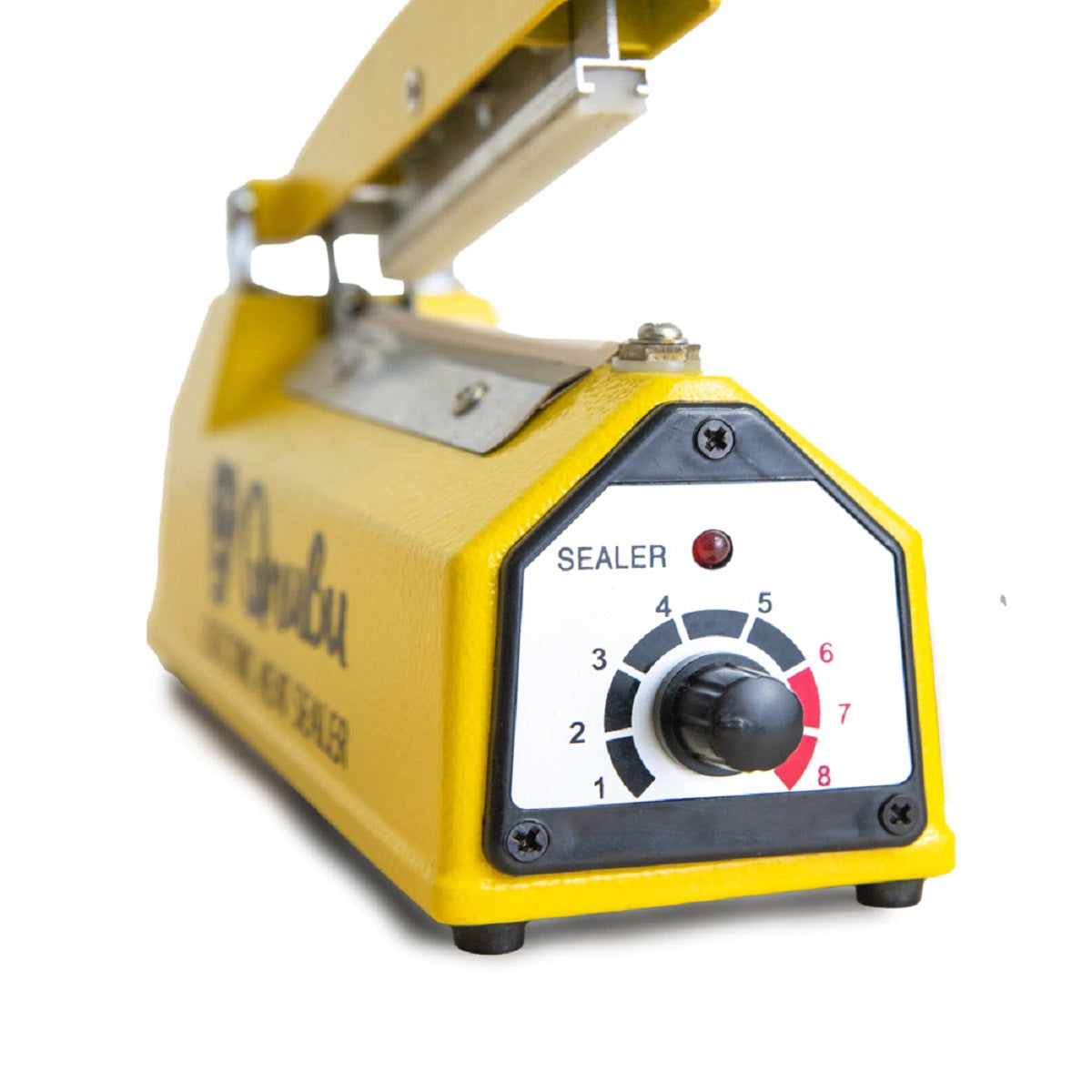 Détail du panneau de contrôle de la scelleuse Qnubu avec réglage de température