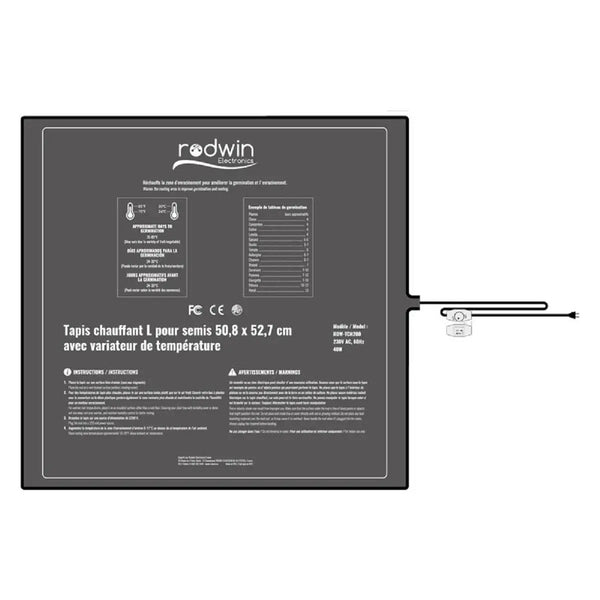 Tapis chauffant Rodwin pour plantes d'intérieur 40 watt - 51x53cm