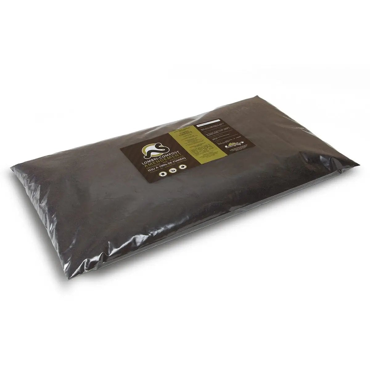 Sachet de 3kg de LOMBRI-COMPOST, amendement organique riche à base de déjections de vers, idéal pour la croissance des plantes en agriculture bio.