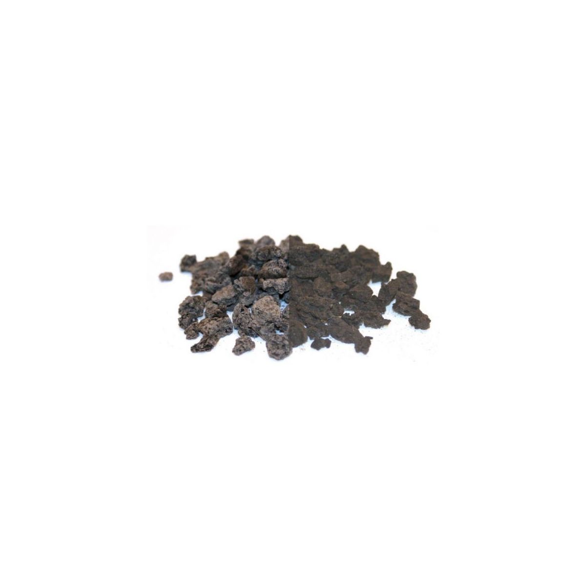 Tas de pouzzolane noire en vrac, paillage minéral décoratif naturel pour jardin