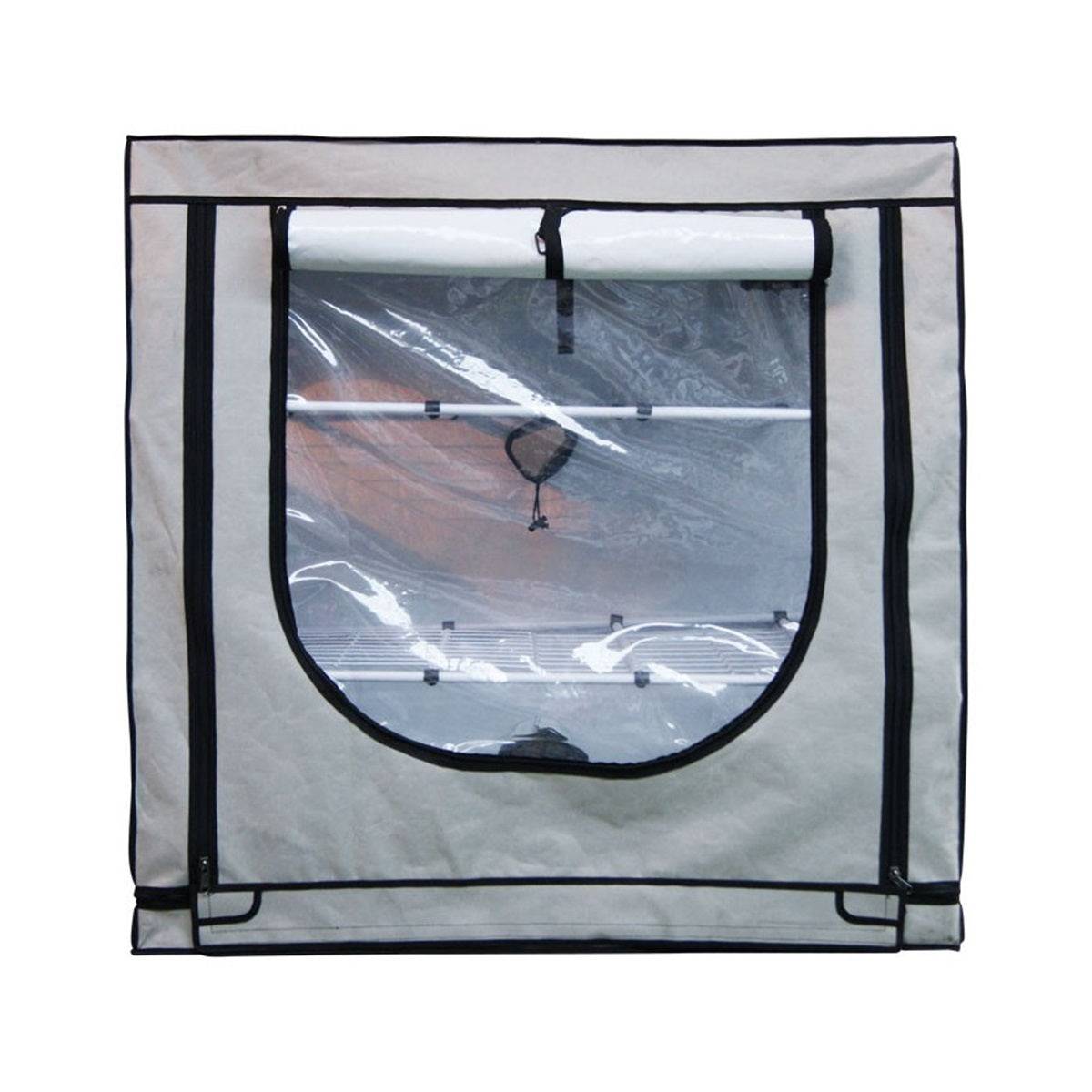 Vue frontale de la chambre de culture Black Box Silver 125x65x120, dotée d’une ouverture zippée et d’un intérieur optimisé pour la propagation.